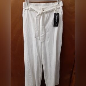 H&M White Tie-Waist Pants